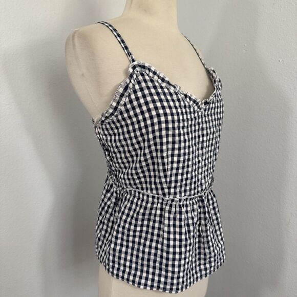 Sim and Sam Top Womens S Violet Gingham V Neck Ruffle Trim Cottagecore Y2K - Picture 3 of 11